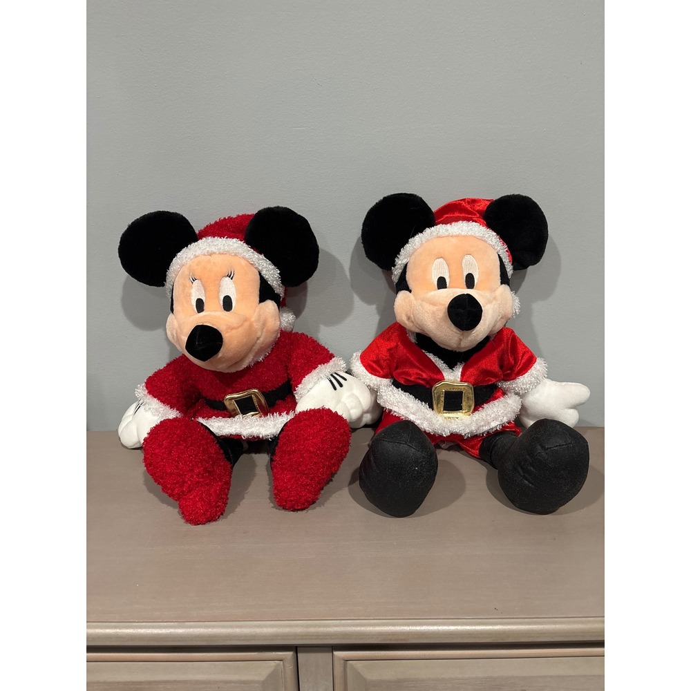 Disney store Mickey Minnie Mouse stuffed plush Christmas